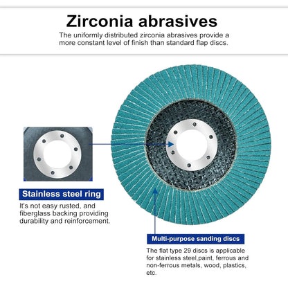 Sali 48 Pack Zirconia Flap Disc 120 Grit 4.5" x 7/8-Inch Sanding Disc Bevel Type #29 Premium and Industrial Grade Angle Grinder Grinding Wheel High Performance Edge Grinding