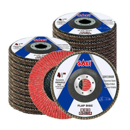 Sali 20 Pack Ceramic Flap Disc 40 Grit 4.5" x 7/8 Inch Sanding Disc Bevel Type #29 Premium and Industrial Grade Angle Grinder Grinding Wheel High Performance Edge Grinding