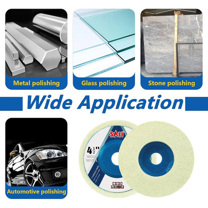 SALI 10 Pcs 4-1/2 Inch Wool Felt Polishing Wheel Disc Wool Polishing Wheel Disc for 4.5" Angle Grinder Felt Grinder Polishing Wheel for Metal, Marble Stone, Furniture, Car