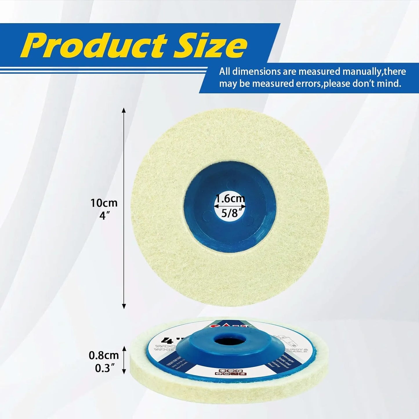 SALI 10 Pcs 4 Inch Wool Felt Polishing Wheel Disc Wool Polishing Wheel Disc for 4" Angle Grinder Felt Grinder Polishing Wheel Arbor 5/8” for Metal, Marble Stone, Furniture, Car