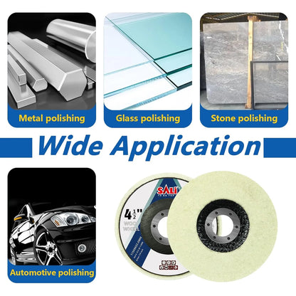 SALI 10 Pcs 4-1/2 Inch Wool Felt Polishing Wheel Disc Wool Polishing Wheel Disc for 4.5" Angle Grinder Felt Grinder Polishing Wheel for Metal, Marble Stone, Furniture, Car Net Cover