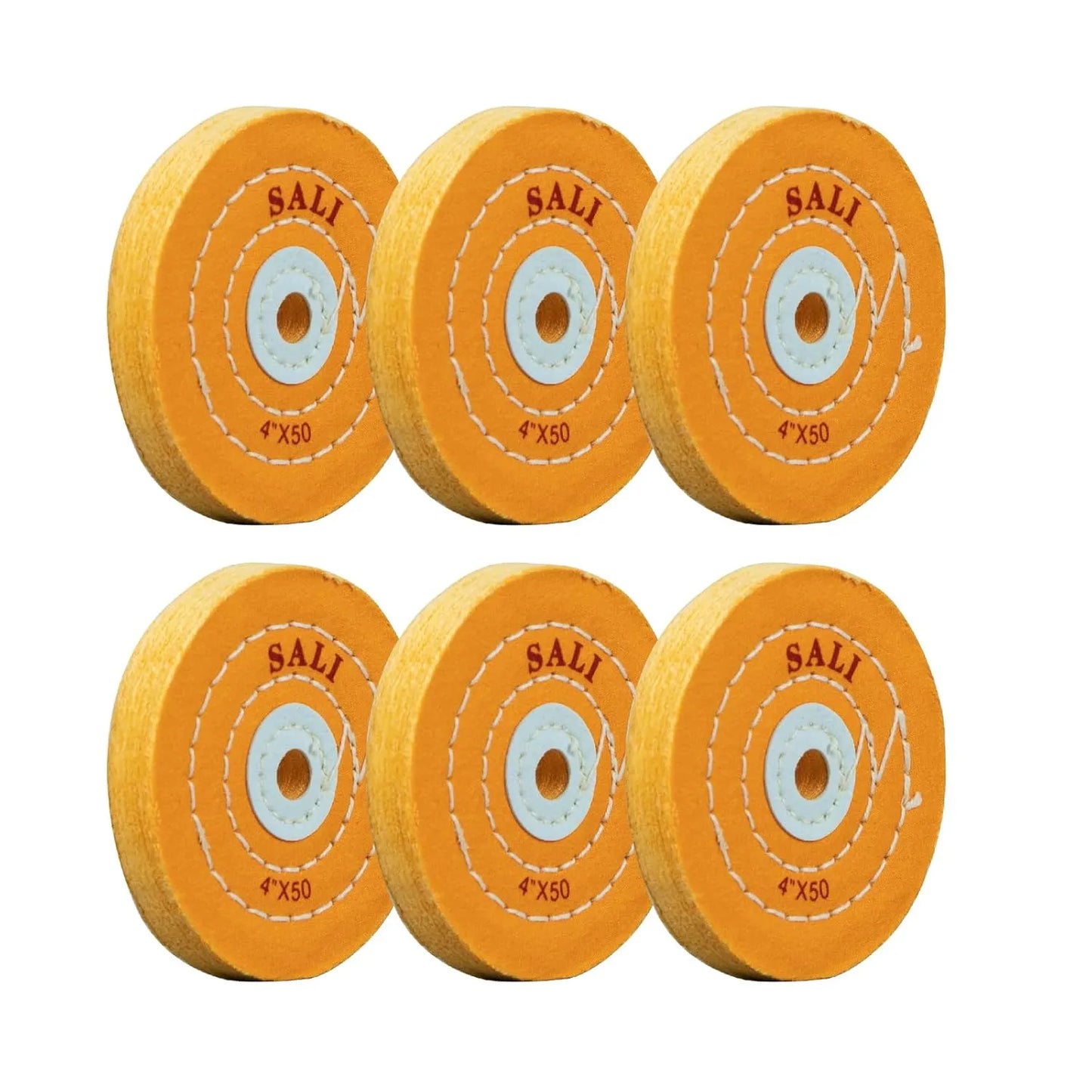 SALI 6 Pack Polishing Wheel for Bench Grinder Buffing Wheel 4 inch White Cotton (50 Ply) for Buffer Polisher Medium Polish Pad with 1/2 Inch Arbor Hole