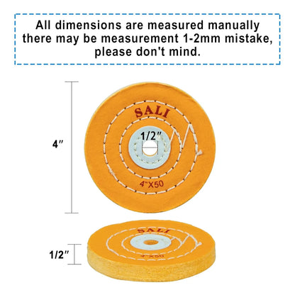 SALI 6 Pack Polishing Wheel for Bench Grinder Buffing Wheel 4 inch White Cotton (50 Ply) for Buffer Polisher Medium Polish Pad with 1/2 Inch Arbor Hole