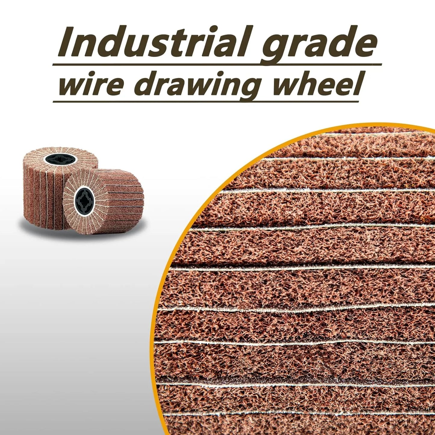 SALI Non Woven Wire Abrasive Drawing Polishing Burnishing Wheel Flap Wire Brush Drum Surface Conditioning Tool for Metal Surface Polishing Grinding Removing Rust 120x100x19mm with Sandpaper 80 Grit