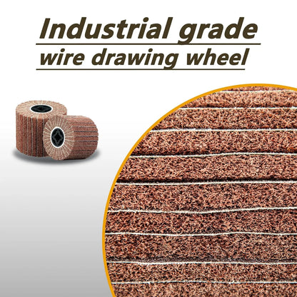 SALI Non Woven Wire Abrasive Drawing Polishing Burnishing Wheel Flap Wire Brush Drum Surface Conditioning Tool for Metal Surface Polishing Grinding Removing Rust 120x100x19mm with Sandpaper 80 Grit