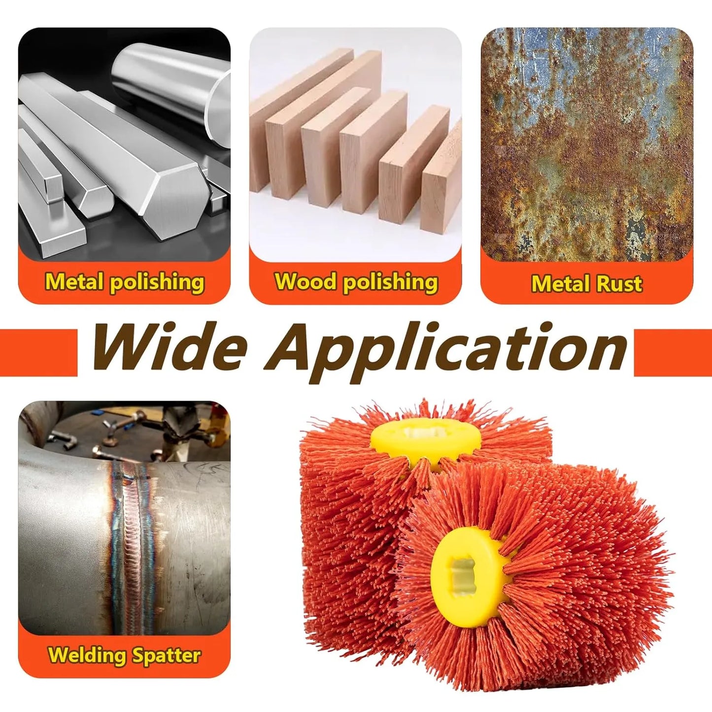 SALI Abrasive Nylon Drawing Wheel Drum Burnishing Polishing Brush Fits Restorer Tools, Abrasive Wheel for Derusting, Deburring and Cleaning Wooden Floor ((120 * 100 * 19 G180)