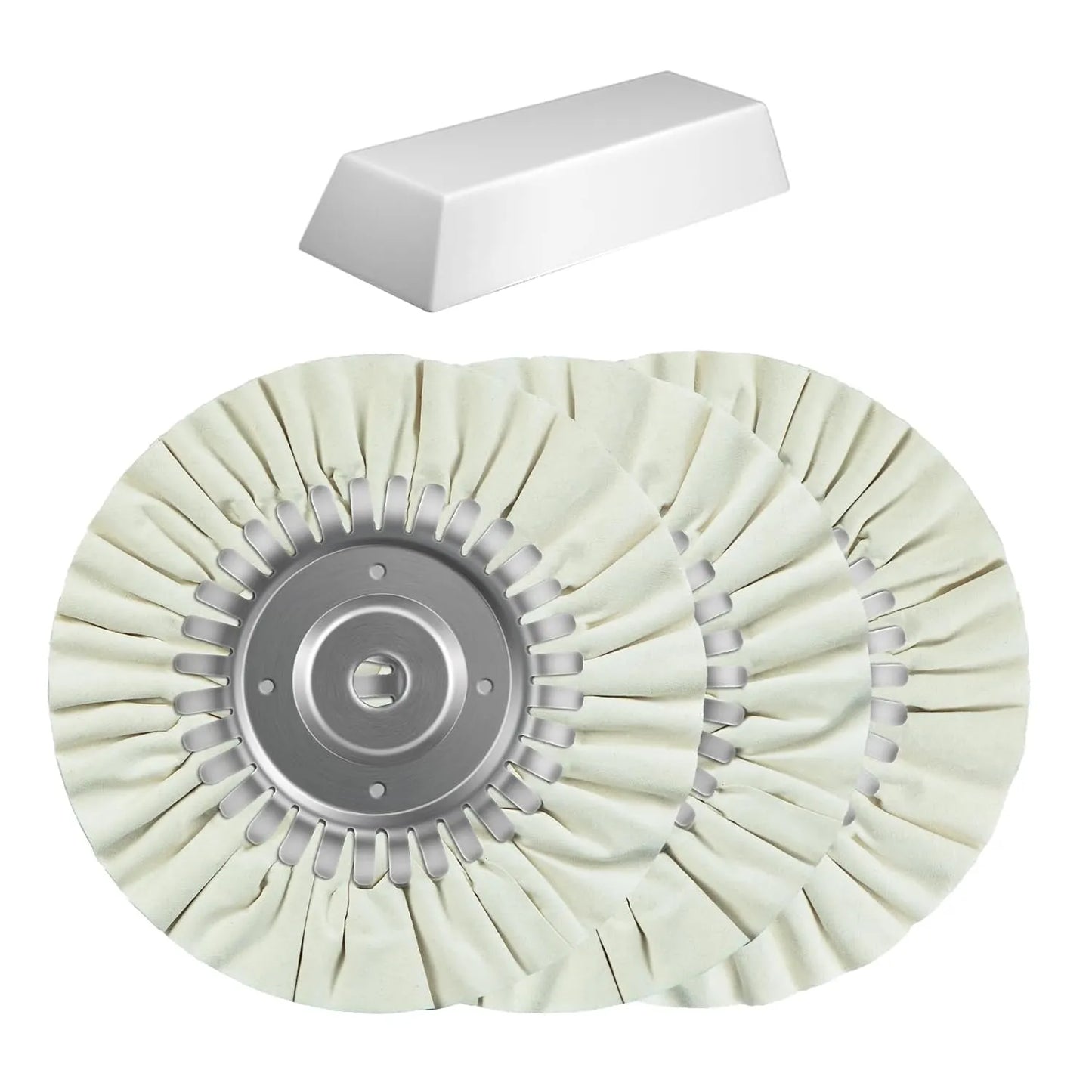 SALI Airway Buffing Wheel Kit 8 Inch Polishing Wheel Diameter 5/8" in Arbor Hole 12 Ply for Angle Grinder with Buffing Compound Kit Used On Angle Grinder for Metal, Car, Wood, Plastic
