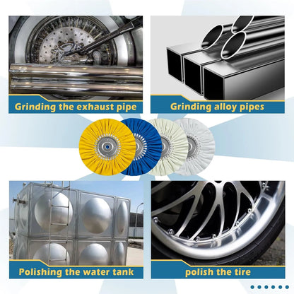 SALI Airway Buffing Wheel Kit 8 Inch Polishing Wheel Diameter 5/8" in Arbor Hole 12 Ply for Angle Grinder with Buffing Compound Kit Used On Angle Grinder for Metal, Car, Wood, Plastic