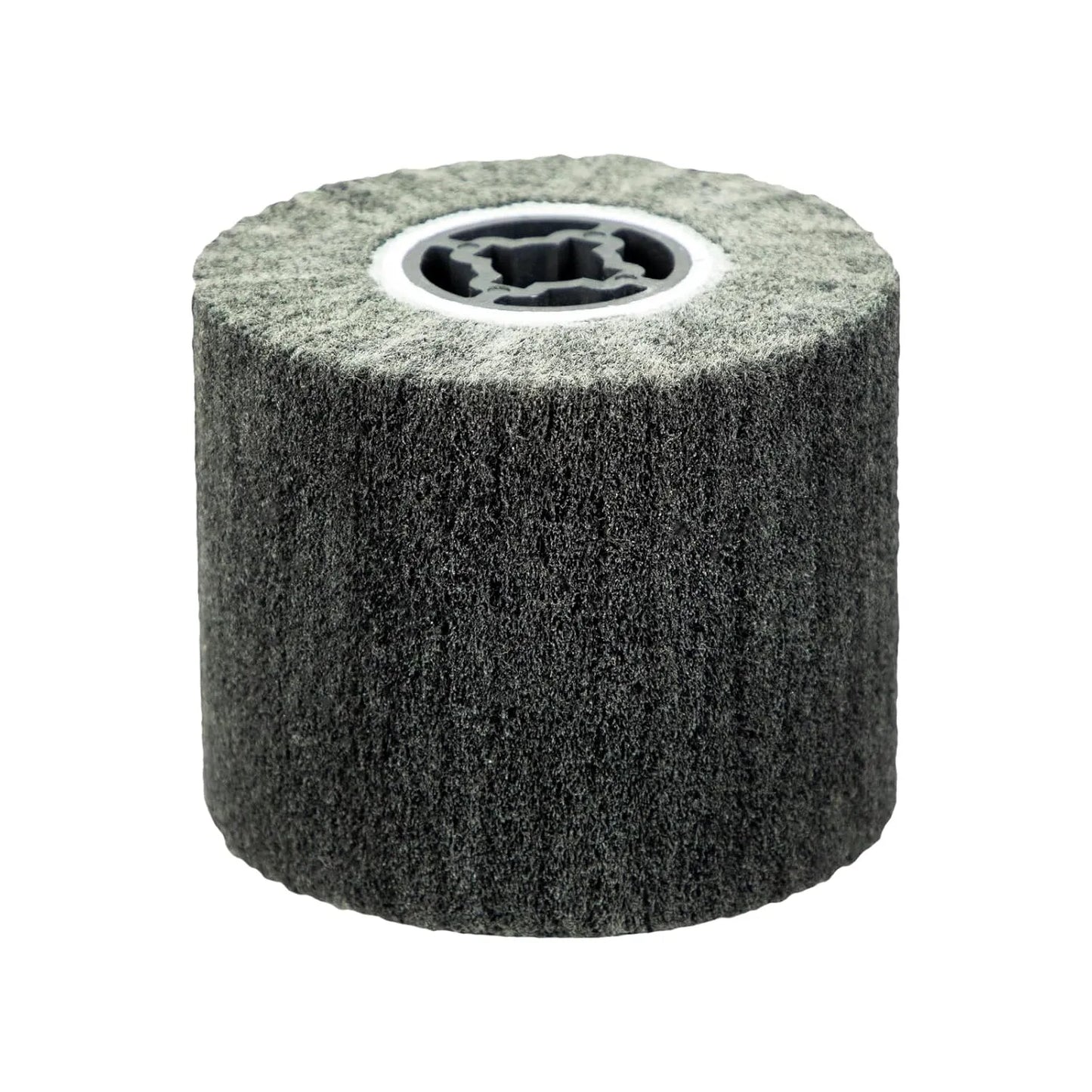 SALI Non Woven Wire Abrasive Drawing Polishing Burnishing Wheel Flap Brush Wire Brush Drum Surface Conditioning Tool for Metal Surface Polishing Grinding Removing Rust 120x100x19mm (400 Grit)