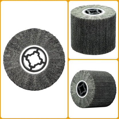 SALI Non Woven Wire Abrasive Drawing Polishing Burnishing Wheel Flap Brush Wire Brush Drum Surface Conditioning Tool for Metal Surface Polishing Grinding Removing Rust 120x100x19mm (400 Grit)