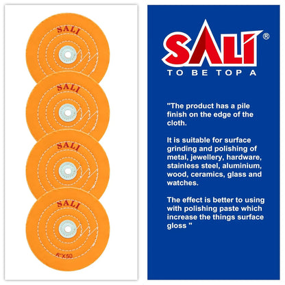 SALI 4 Pack Polishing Wheel for Bench Grinder Buffing Wheel 6 inch Yellow Cotton (50 Ply) for Buffer Polisher Coarse Polish Pad 1/2'' Arbor Hole with Polishing Compound