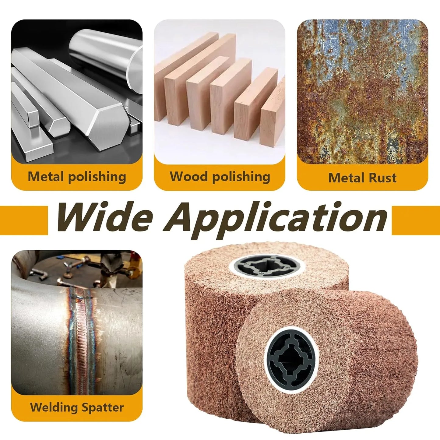 SALI Non Woven Wire Abrasive Drawing Polishing Burnishing Wheel Flap Brush Wire Brush Drum Surface Conditioning Tool for Metal Surface Polishing Grinding Removing Rust 120x100x19mm (180 Grit)