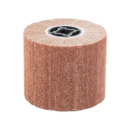 SALI Non Woven Wire Abrasive Drawing Polishing Burnishing Wheel Flap Brush Wire Brush Drum Surface Conditioning Tool for Metal Surface Polishing Grinding Removing Rust 120x100x19mm (320 Grit)