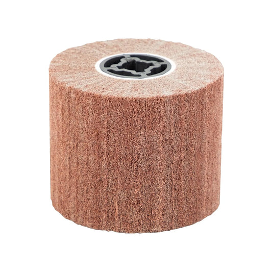 SALI Non Woven Wire Abrasive Drawing Polishing Burnishing Wheel Flap Brush Wire Brush Drum Surface Conditioning Tool for Metal Surface Polishing Grinding Removing Rust 120x100x19mm (320 Grit)