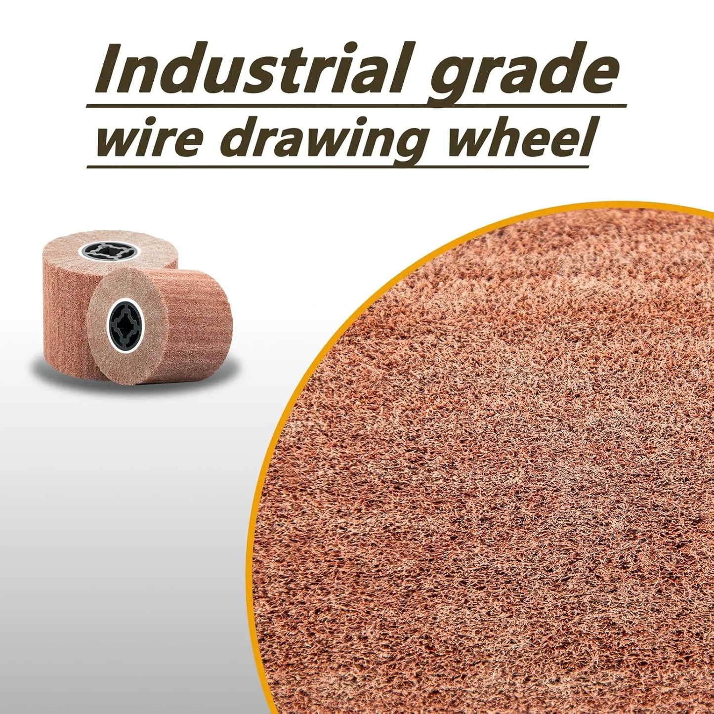 SALI Non Woven Wire Abrasive Drawing Polishing Burnishing Wheel Flap Brush Wire Brush Drum Surface Conditioning Tool for Metal Surface Polishing Grinding Removing Rust 120x100x19mm (320 Grit)