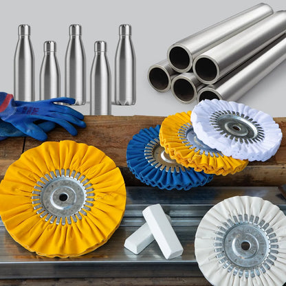 SALI Airway Buffing Wheel Kit 8 Inch Polishing Wheel Diameter 5/8" in Arbor Hole 12 Ply for Angle Grinder with Buffing Compound Kit Used On Angle Grinder for Metal, Car, Wood, Plastic