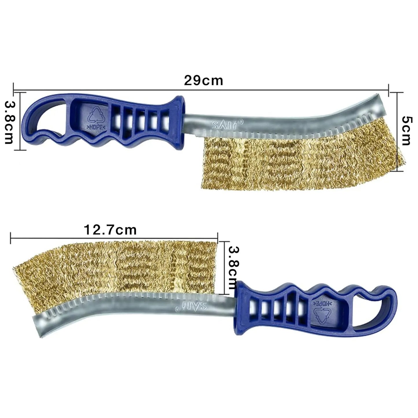 SALI 5pcs Wire Brushes for Cleaning Rust Removal Nylon/Brass/Stainless Steel Bristles with Curved Handle Grip for Dirt & Paint Scrubbing Removing Unfinished Metal Parts, Paint Stains Household Clean