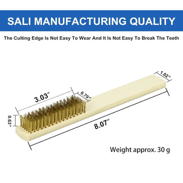SALI Stainless Steel Wire Brush Set, 12 Pack with Curved Wooden Handle for Rust Removal, Paint Cleaning, Metal Surface Scrubbing, Grill and Household Cleaning