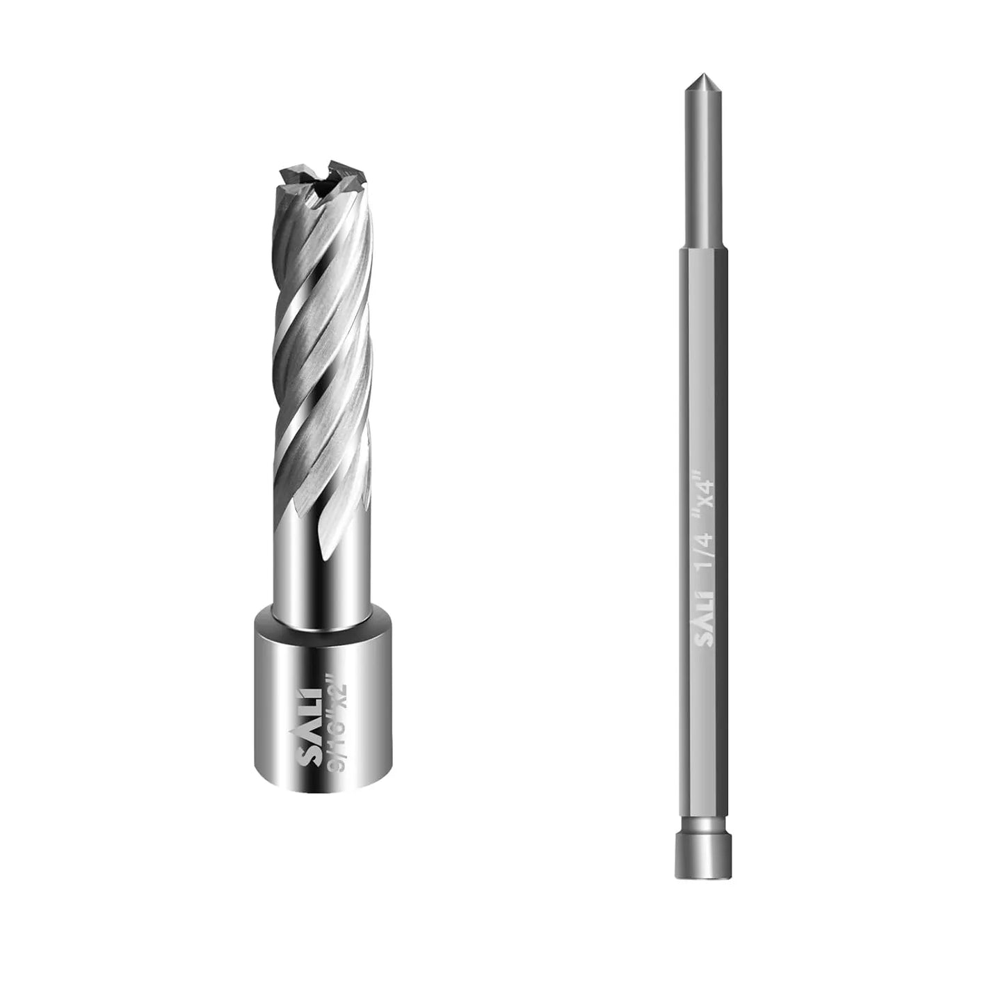 SALI Annular Cutter Diameter 9/16 Inch with Weldon Shank 3/4" (with 2 Flats) Cutting Depth 2" Mag Drill Bit for Magnetic Drill Press HSS Fully Ground Drill with One 1/4"*4" Pilot Pin…