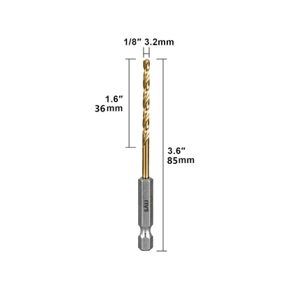 SALI Cobalt Drill Bit Set,20 Pack 1/8 Inch High Speed Steel Hex Shank Jobber Drill Bits, for Hardwood, Aluminum,Metal,Copper,Alloyed Steel