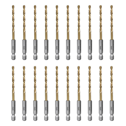 SALI Cobalt Drill Bit Set,20 Pack 7/64 Inch High Speed Steel Hex Shank Jobber Drill Bits, for Hardwood, Aluminum,Metal,Copper,Alloyed Steel