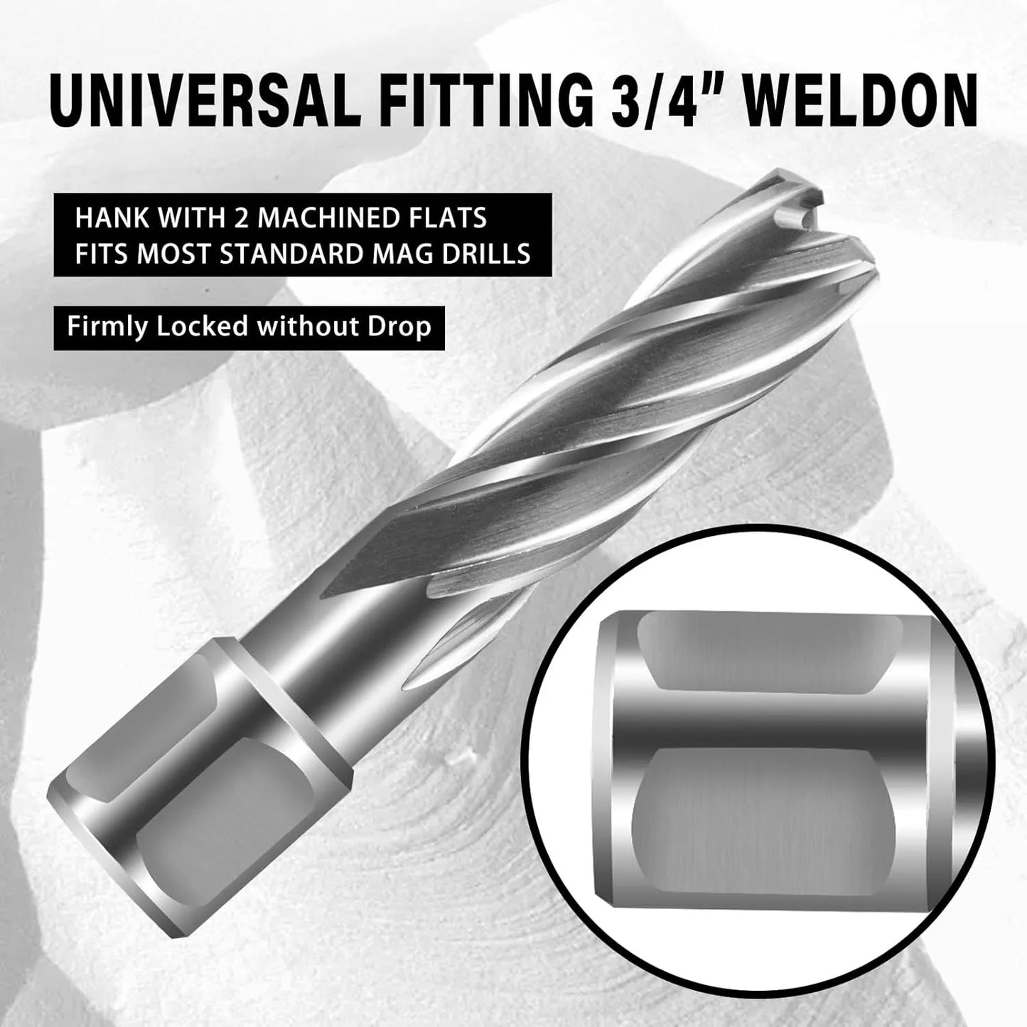 SALI Annular Cutter Diameter 1-1/8 Inch with Weldon Shank 3/4" (with 2 Flats) Cutting Depth 2" Mag Drill Bit for Magnetic Drill Press HSS Fully Ground Drill with One 1/4"*4" Pilot Pin