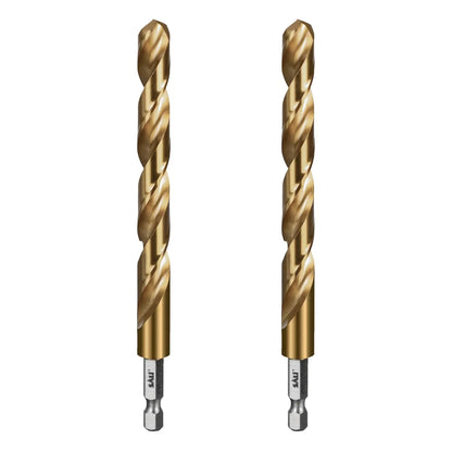 SALI Cobalt Drill Bit Set,2 Pack 7/16 Inch High Speed Steel Hex Shank Jobber Drill Bits, for Hardwood, Aluminum,Metal,Copper,Alloyed Steel
