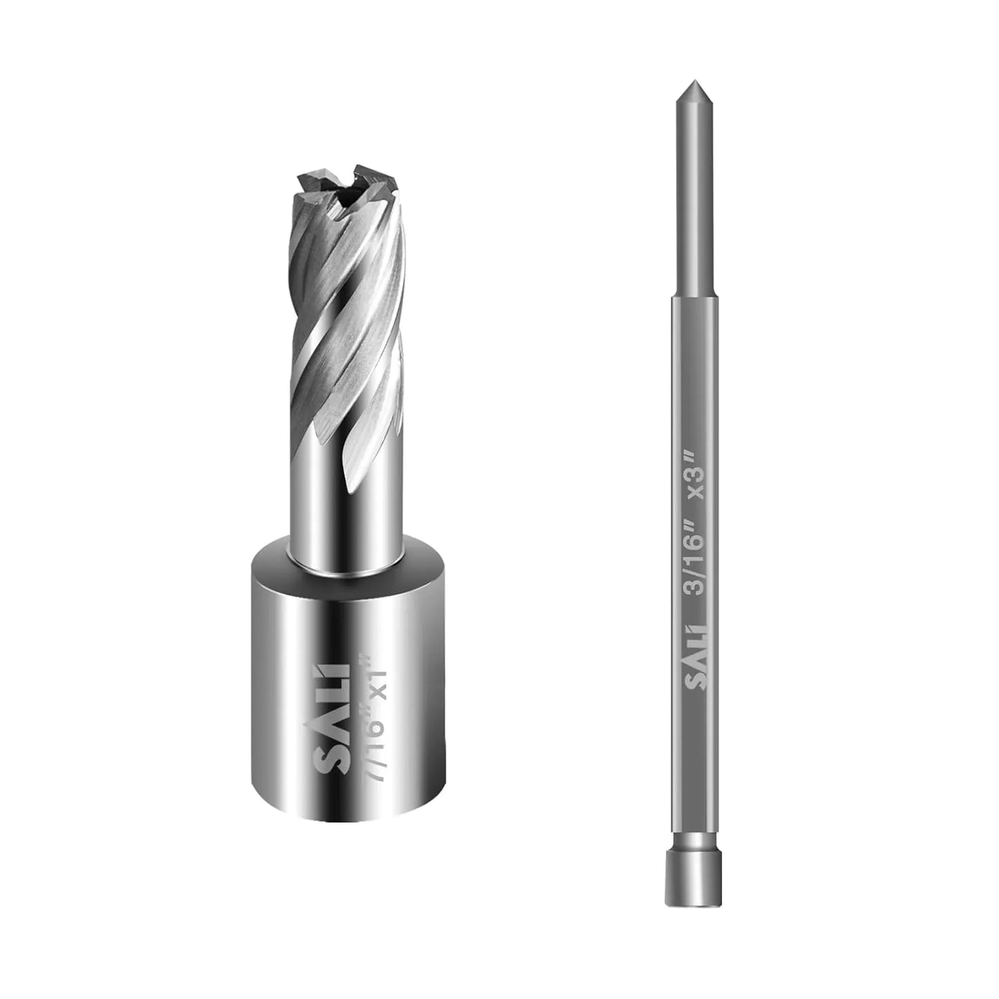 SALI Annular Cutter Diameter 7/16 Inch with Weldon Shank 3/4"(with 2 Flats) Cutting Depth 1" Mag Drill Bit for Magnetic Drill Press HSS Fully Ground Drill with One 3/16"*3" Pilot Pin