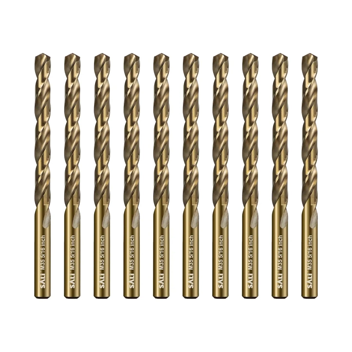 SALI Cobalt Drill Bit Set, 10Pcs 5/16" M35 High Speed Steel Jobber Length Drill Bit Kit for Hardened Metal, Stainless Steel, Cast Iron, Wood and Plastic, with Index Storage Case
