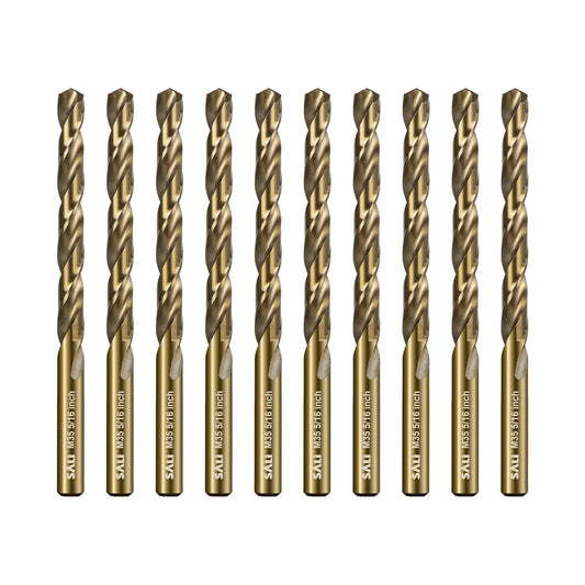 SALI Cobalt Drill Bit Set, 10Pcs 5/16" M35 High Speed Steel Jobber Length Drill Bit Kit for Hardened Metal, Stainless Steel, Cast Iron, Wood and Plastic, with Index Storage Case
