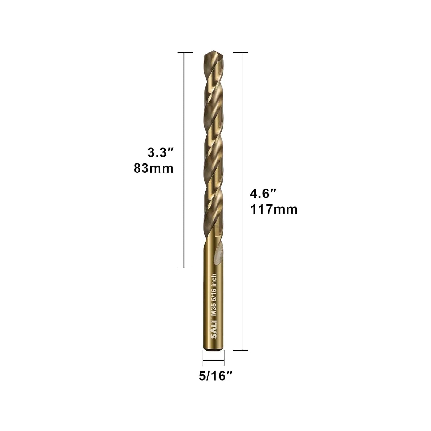 SALI Cobalt Drill Bit Set, 10Pcs 5/16" M35 High Speed Steel Jobber Length Drill Bit Kit for Hardened Metal, Stainless Steel, Cast Iron, Wood and Plastic, with Index Storage Case