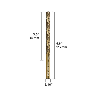 SALI Cobalt Drill Bit Set, 10Pcs 5/16" M35 High Speed Steel Jobber Length Drill Bit Kit for Hardened Metal, Stainless Steel, Cast Iron, Wood and Plastic, with Index Storage Case