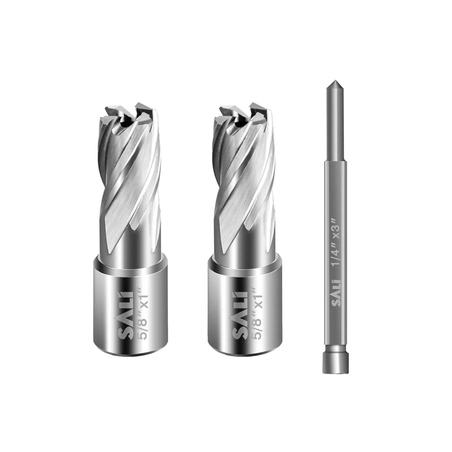 SALI 2 pcs Annular Cutter Diameter 5/8 Inch with Weldon Shank 3/4"(with 2 Flats) Cutting Depth 1" Mag Drill Bit for Magnetic Drill Press HSS Fully Ground Drill with One 1/4"*3" Pilot Pin