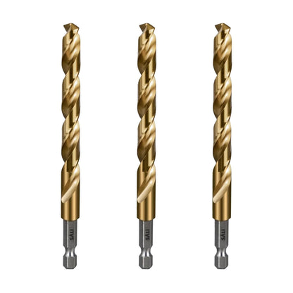 SALI Cobalt Drill Bit Set,3 Pack 3/8 Inch High Speed Steel Hex Shank Jobber Drill Bits, for Hardwood, Aluminum,Metal,Copper,Alloyed Steel