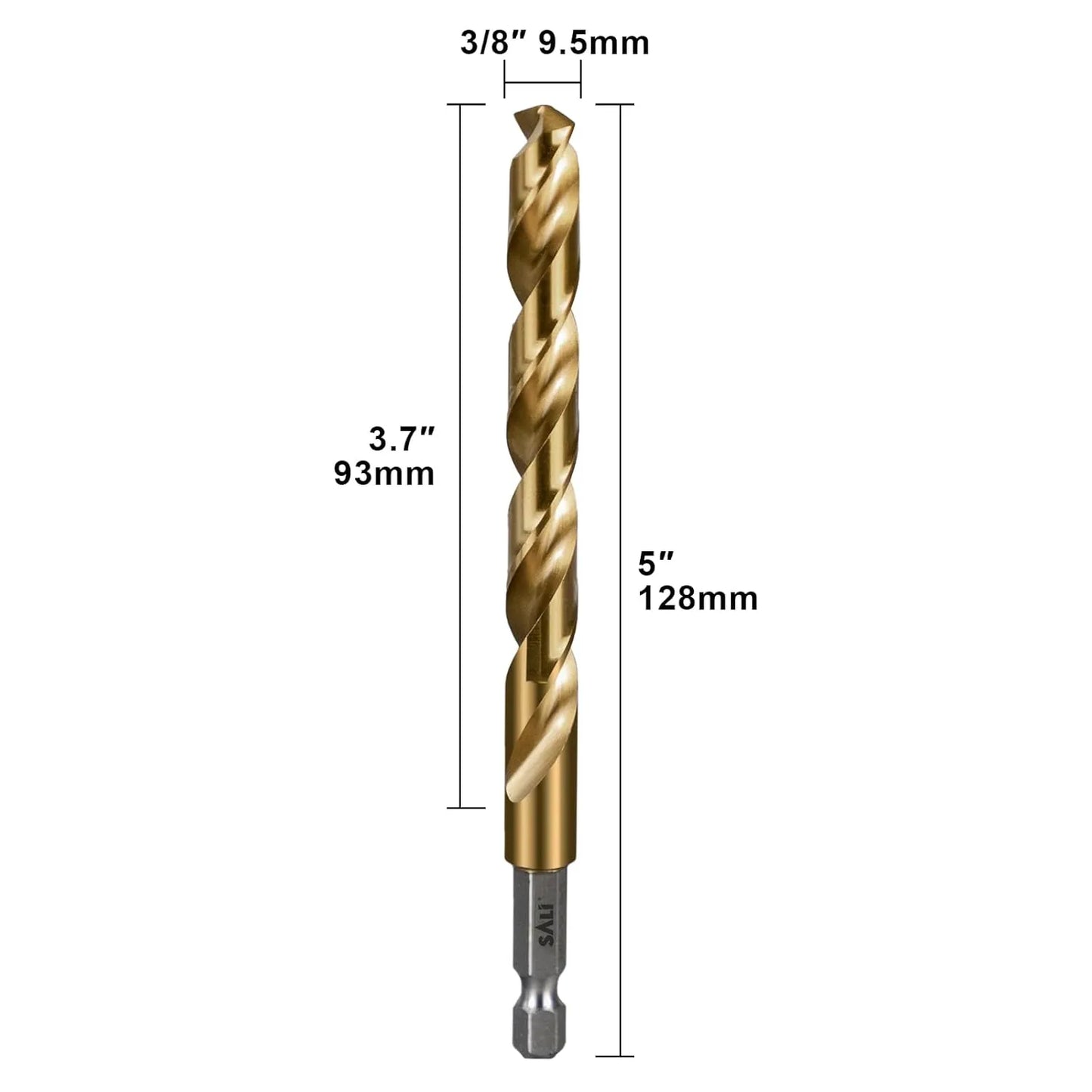 SALI Cobalt Drill Bit Set,3 Pack 3/8 Inch High Speed Steel Hex Shank Jobber Drill Bits, for Hardwood, Aluminum,Metal,Copper,Alloyed Steel