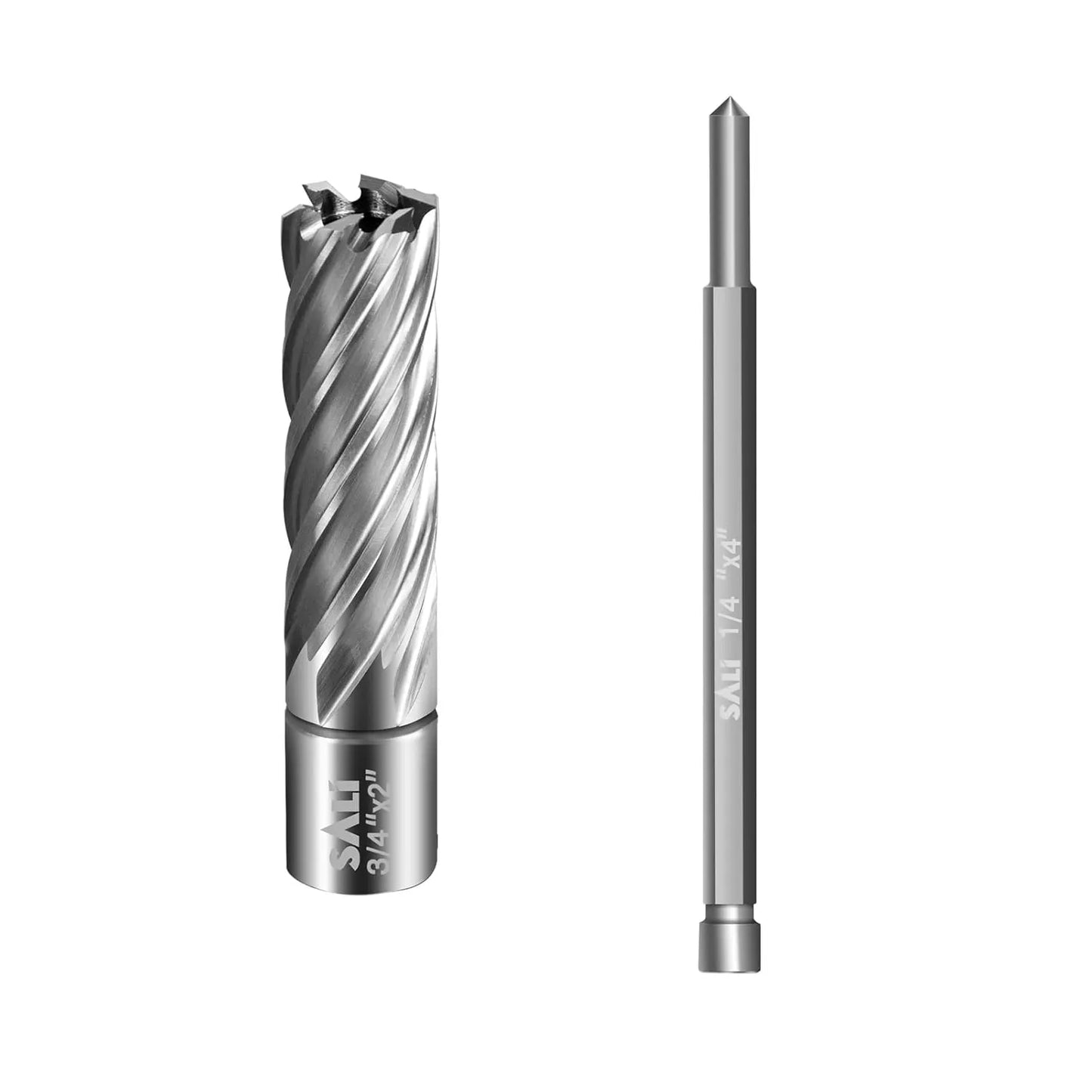 SALI Annular Cutter Diameter 3/4 Inch with Weldon Shank 3/4" (with 2 Flats) Cutting Depth 2" Mag Drill Bit for Magnetic Drill Press HSS Fully Ground Drill with One 1/4"*4" Pilot Pin