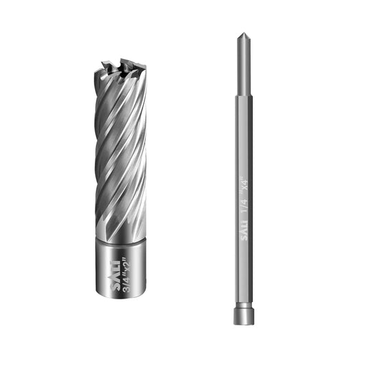 SALI Annular Cutter Diameter 3/4 Inch with Weldon Shank 3/4" (with 2 Flats) Cutting Depth 2" Mag Drill Bit for Magnetic Drill Press HSS Fully Ground Drill with One 1/4"*4" Pilot Pin