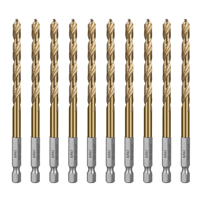 SALI Cobalt Drill Bit Set,10 Pack 15/64 Inch High Speed Steel Hex Shank Jobber Drill Bits, for Hardwood, Aluminum,Metal,Copper,Alloyed Steel