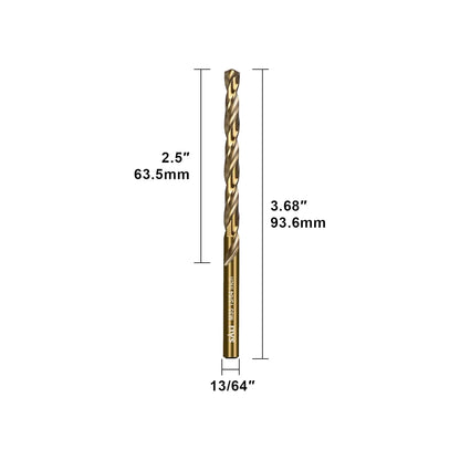 SALI Cobalt Drill Bit Set, 10Pcs 13/64" M35 High Speed Steel Jobber Length Drill Bit Kit for Hardened Metal, Stainless Steel, Cast Iron, Wood and Plastic, with Index Storage Case