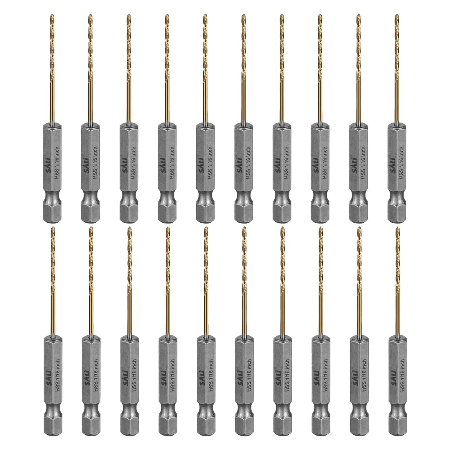 SALI Cobalt Drill Bit Set,20 Pack 1/16 Inch High Speed Steel Hex Shank Jobber Drill Bits, for Hardwood, Aluminum,Metal,Copper,Alloyed Steel