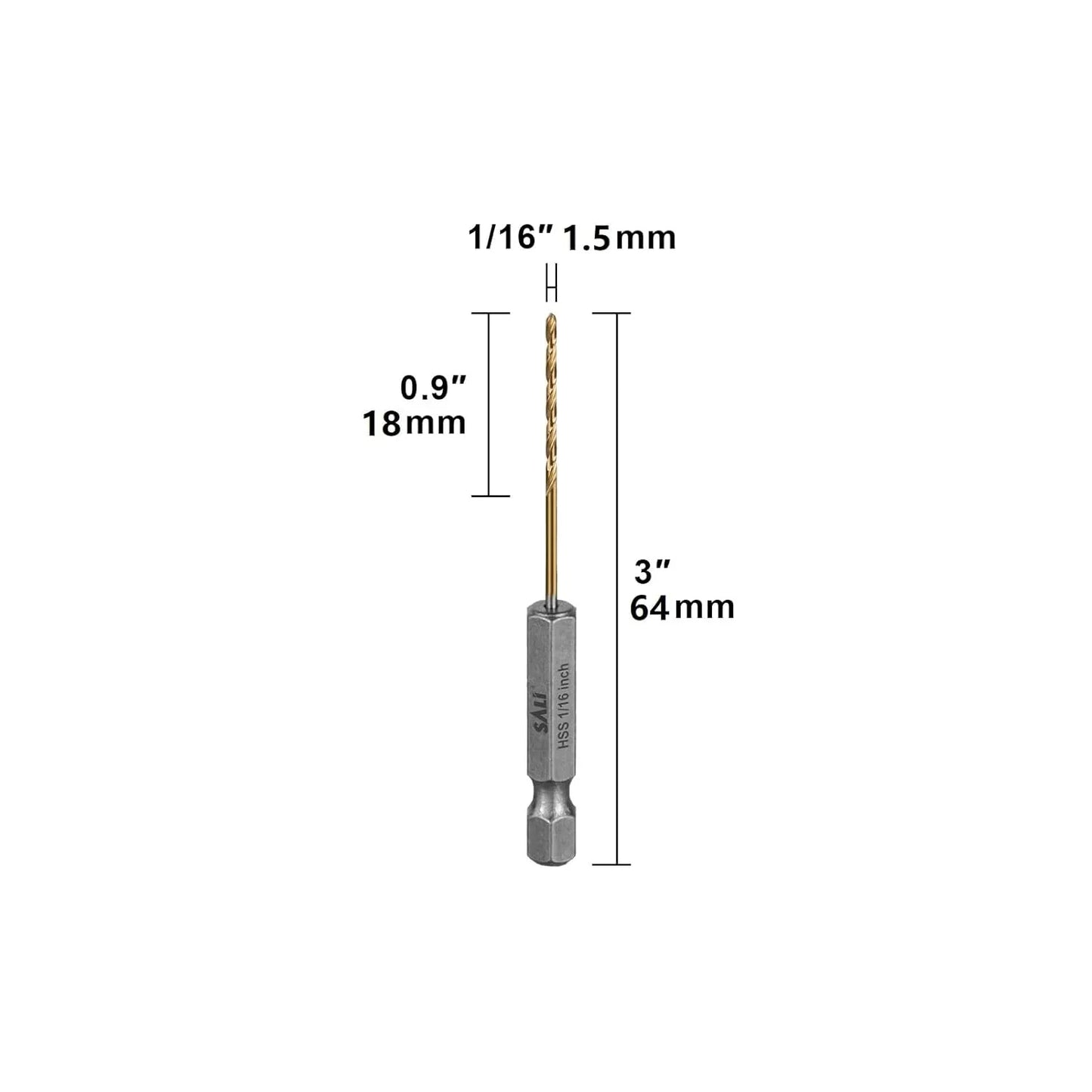SALI Cobalt Drill Bit Set,20 Pack 1/16 Inch High Speed Steel Hex Shank Jobber Drill Bits, for Hardwood, Aluminum,Metal,Copper,Alloyed Steel