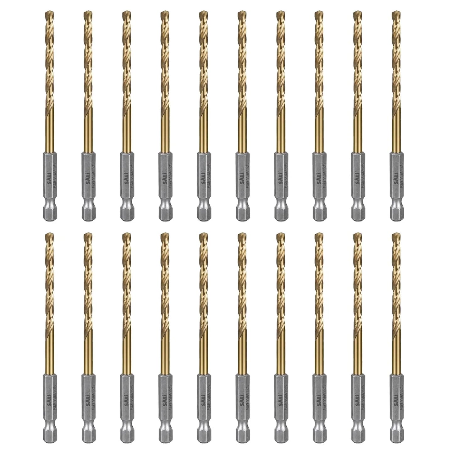 SALI Cobalt Drill Bit Set,20 Pack 11/64 Inch High Speed Steel Hex Shank Jobber Drill Bits, for Hardwood, Aluminum,Metal,Copper,Alloyed Steel