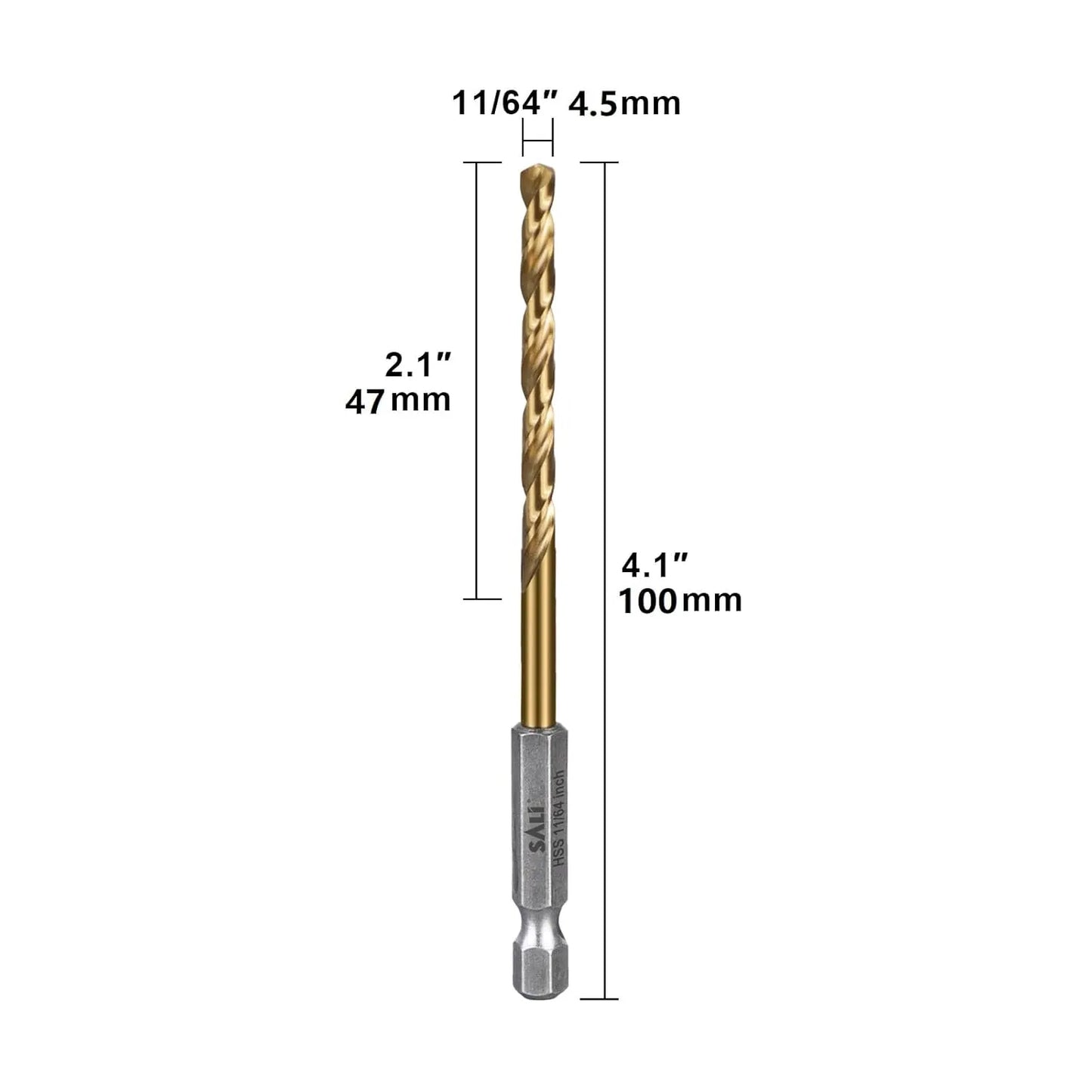 SALI Cobalt Drill Bit Set,20 Pack 11/64 Inch High Speed Steel Hex Shank Jobber Drill Bits, for Hardwood, Aluminum,Metal,Copper,Alloyed Steel