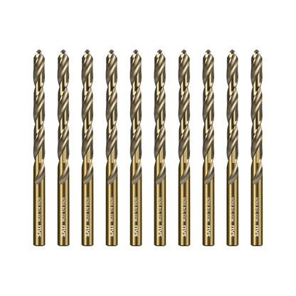 SALI Cobalt Drill Bit Set, 10Pcs 1/4" M35 High Speed Steel Jobber Length Drill Bit Kit for Hardened Metal, Stainless Steel, Cast Iron, Wood and Plastic, with Index Storage Case