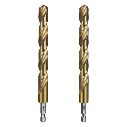 SALI Cobalt Drill Bit Set,2 Pack 1/2 Inch High Speed Steel Hex Shank Jobber Drill Bits, for Hardwood, Aluminum,Metal,Copper,Alloyed Steel