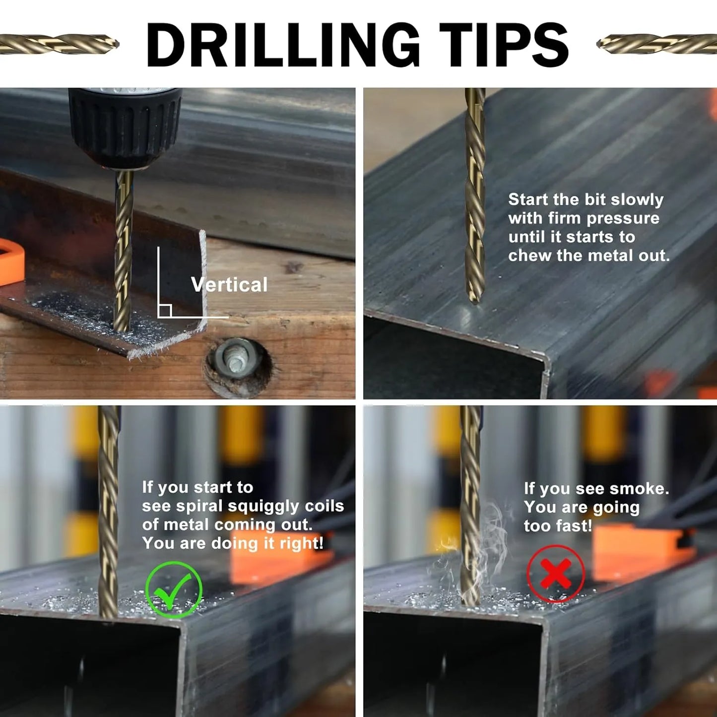 SALI Cobalt Drill Bit Set,10 Pack 7/32 Inch High Speed Steel Hex Shank Jobber Drill Bits, for Hardwood, Aluminum,Metal,Copper,Alloyed Steel