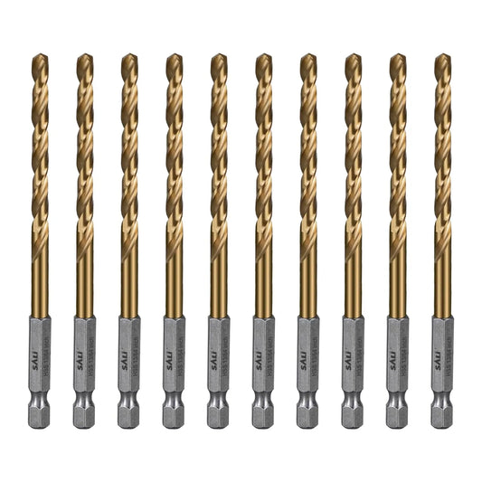 SALI Cobalt Drill Bit Set,10 Pack 13/64 Inch High Speed Steel Hex Shank Jobber Drill Bits, for Hardwood, Aluminum,Metal,Copper,Alloyed Steel