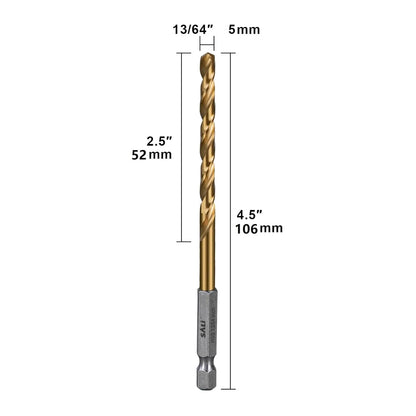 SALI Cobalt Drill Bit Set,10 Pack 13/64 Inch High Speed Steel Hex Shank Jobber Drill Bits, for Hardwood, Aluminum,Metal,Copper,Alloyed Steel