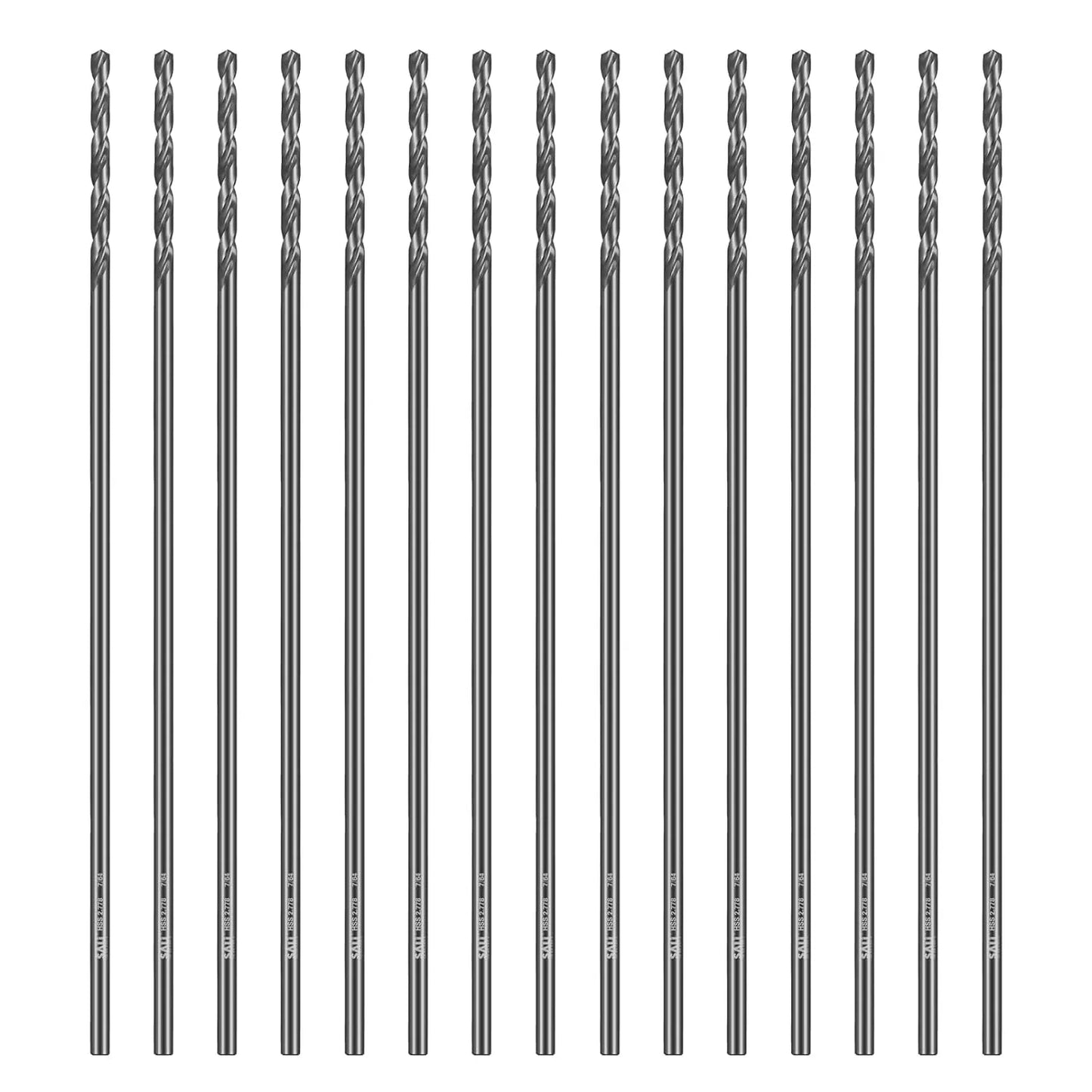 SALI Cobalt Aircraft Extension Drill Bits 15 pcs,7/64"×6" Long Length Drill Bits for Drilling into Sheet Metal, Stainless, Aluminum, Wood, & Copper