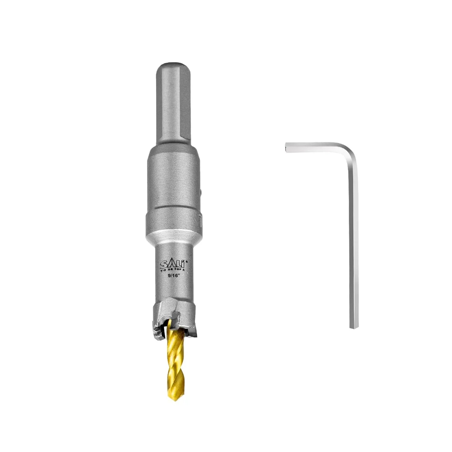 SALI 9/16" (14mm) TCT Hole Saw Kit Tungsten Carbide Tipped Hole Saw Drill Bit with Titanium-Plated Pilot Drill bit for Metal, Stainless Steel, Iron, Wood, Plastic